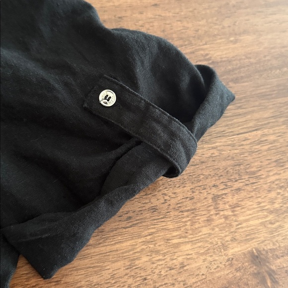 Anne Klein linen blend short sleeve front zip top - Picture 7 of 9